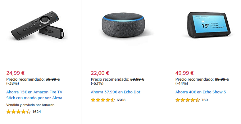 Ofertas en dispositivos Amazon